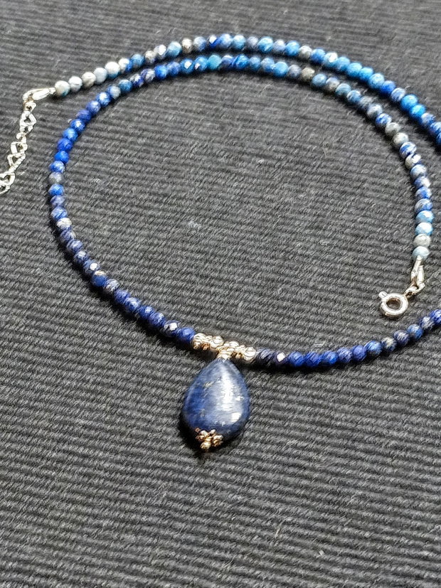 Colier argint lapis lazuli ombre gradient minimalist boho chic trendy