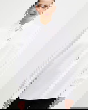 Karl Lagerfeld cămașă din bumbac culoarea alb, cu guler clasic, relaxed, A4W11022