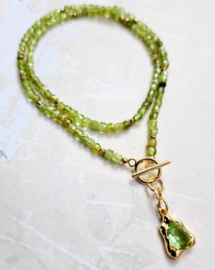 Colier CHOKER Peridot natural