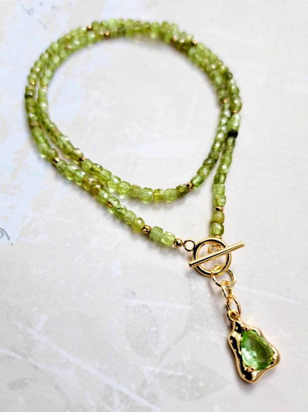 Colier CHOKER Peridot natural