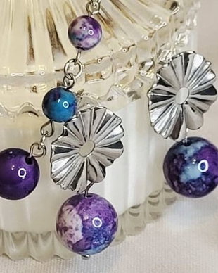 Cercei din agate rainstone si inox
