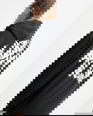 AllSaints hanorac de bumbac culoarea negru, cu imprimeu, M059NB