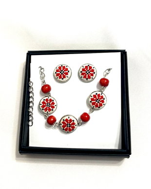 Set bratara si cercei cu broderie manuala