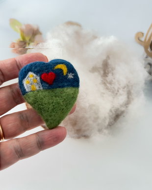 Home is where your heart  is - Day and Night-Brosa lana impaslita cu acul
