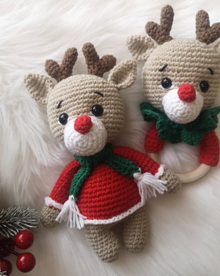 Set Reni - Jucarie ren si inel cu zdranganitoare