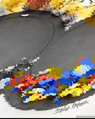 Colier handmade statement - Tricolorul Romaniei (cod1330)