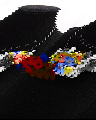 Colier handmade statement - Tricolorul Romaniei (cod1330)