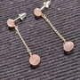 Cercei argint cuart rose tija lant argint minimalist boho chic trendy