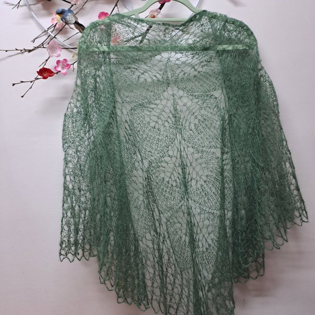 Șal triunghiular verde