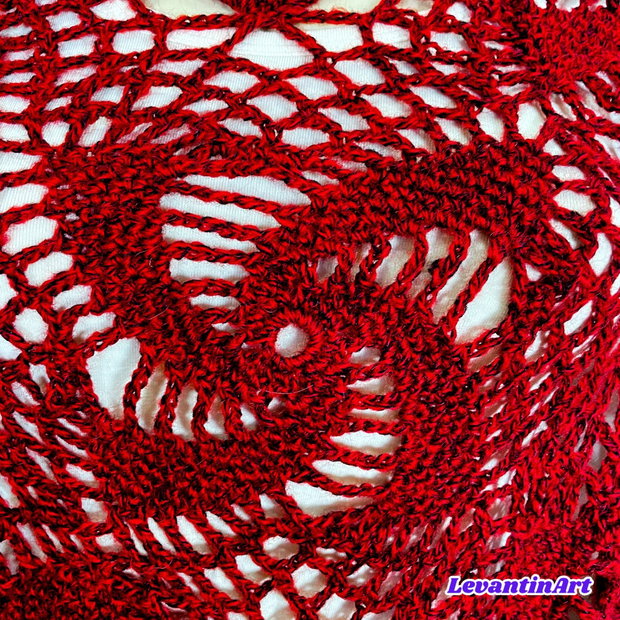 Poncho dama rosu închis. Poncho femei handmade
