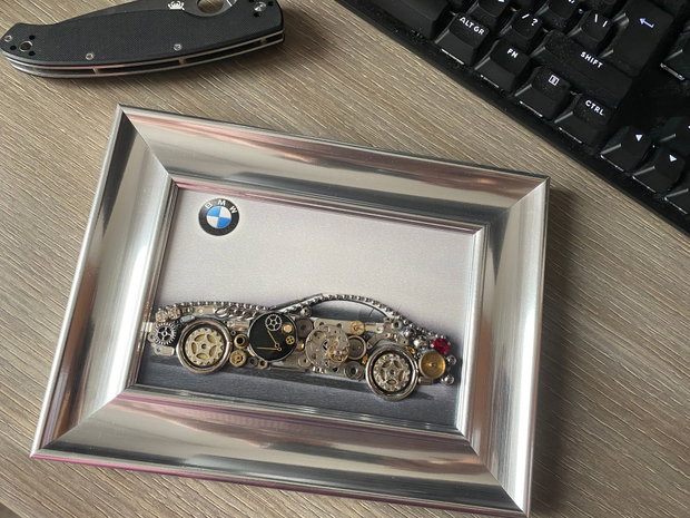 Masina model BMW Cod M 663・Tablou masina Bmw・Cadouri pentru iubit・Decoratiune din piese de ceas