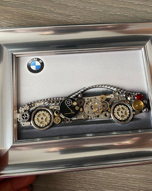 Masina model BMW Cod M 663・Tablou masina Bmw・Cadouri pentru iubit・Decoratiune din piese de ceas