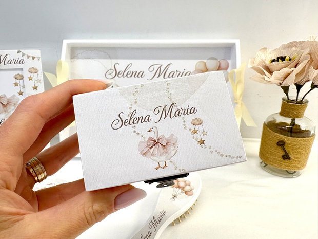 Set aniversar personalizat 1 anisor - Little goose - Tavita turta si accesorii