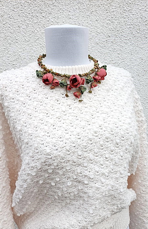 Colier statement "Earthy Boho" cu unakite