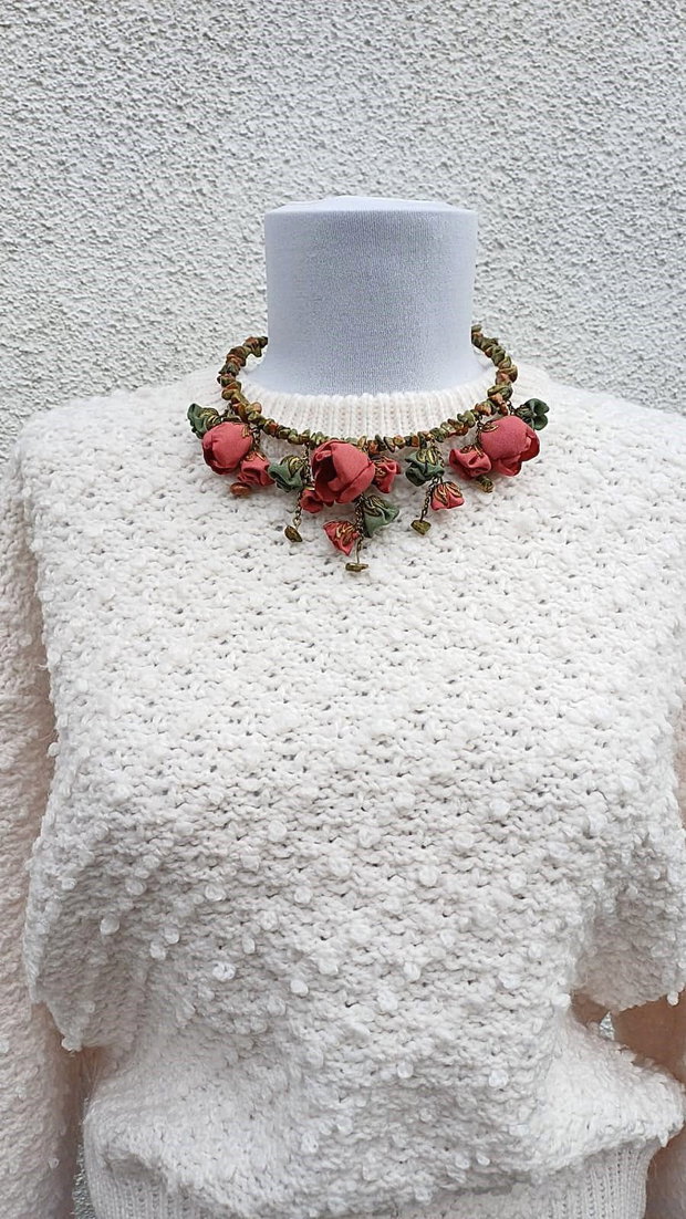 Colier statement "Earthy Boho" cu unakite