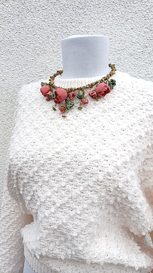 Colier statement "Earthy Boho" cu unakite