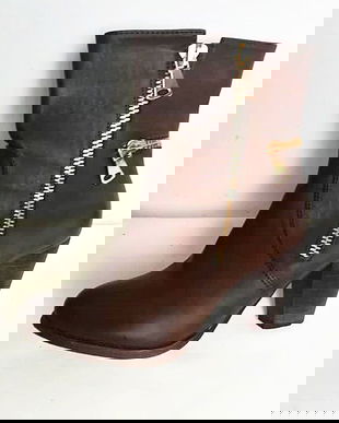 botine / ghetute / cizmulite maro cu fermoare aurii , 40