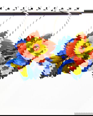 Set bijuterii handmade cu flori - Tricolorul Romaniei (cod1331)