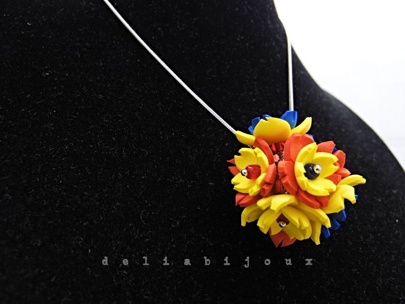 Set bijuterii handmade cu flori - Tricolorul Romaniei (cod1331)