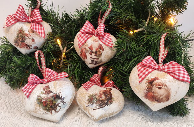 Inima lemn-Vintage Christmas
