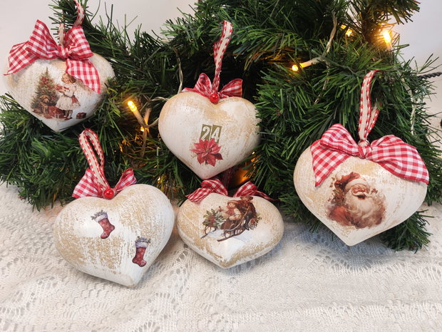 Inima lemn-Vintage Christmas