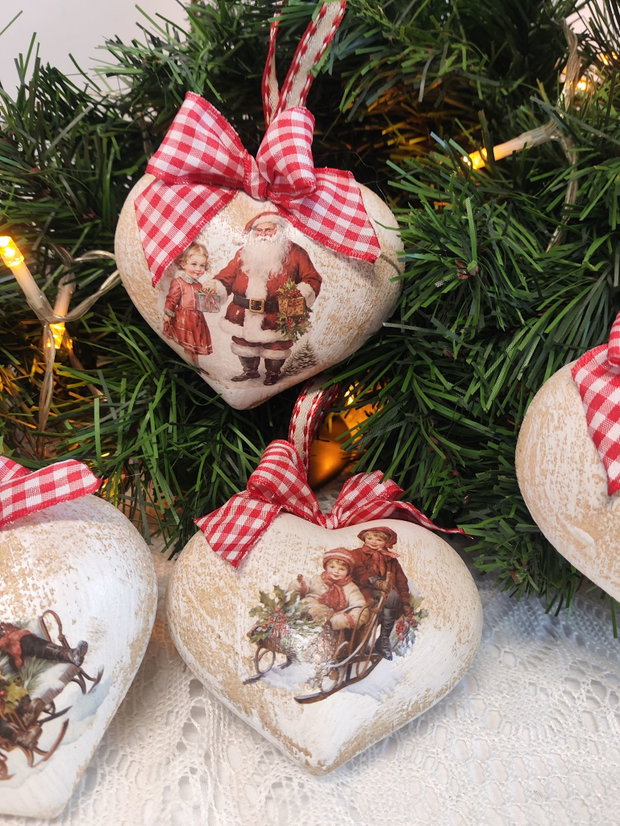 Inima lemn-Vintage Christmas