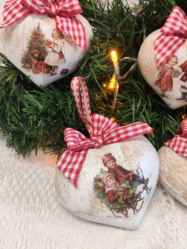 Inima lemn-Vintage Christmas