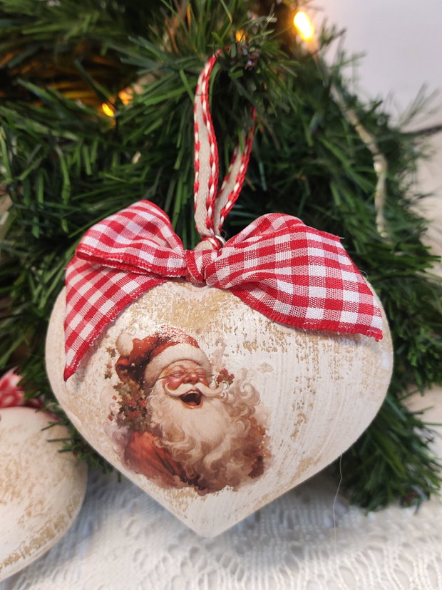 Inima lemn-Vintage Christmas