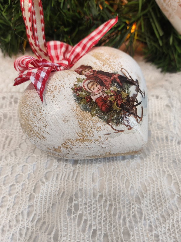Inima lemn-Vintage Christmas