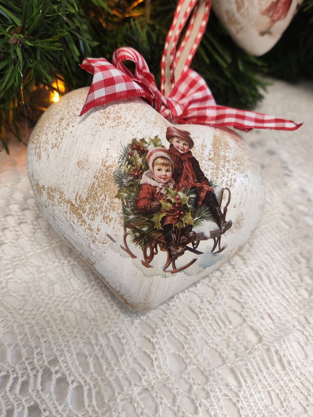 Inima lemn-Vintage Christmas