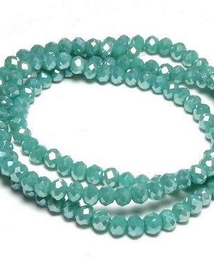 Cristale din sticla, rondelle, opace, 2.5x2 mm, AB, verde marin-B27