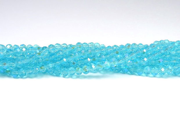 Cristale din sticla, rondelle, 2.5x2 mm, electroplacate, AB, aquamarin-A034-T-L03