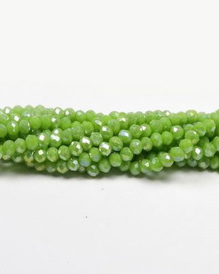 Cristale din sticla, rondelle, 2.5x2 mm, opace, AB, verde olive-B24