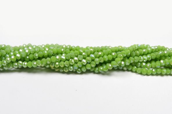 Cristale din sticla, rondelle, 2.5x2 mm, opace, AB, verde olive-B24