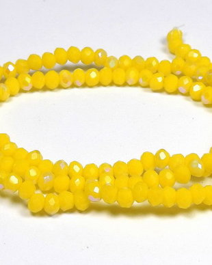 Cristale din sticla, rondelle, 2.5x2 mm, opace, AB, galbene-L02
