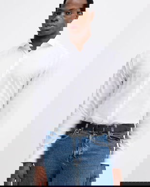 BOSS camasa din bumbac culoarea alb, cu guler italian, slim, 50555995