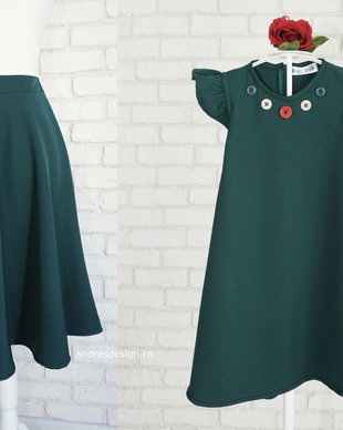Rochita Fetite si Fusta Mama Verde Inchis