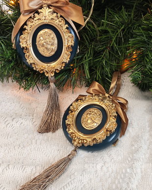 Set de 2 globuri - Medalion vintage