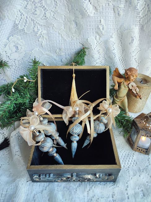 Set globuri în cutie vintage Crăciunul copilăriei