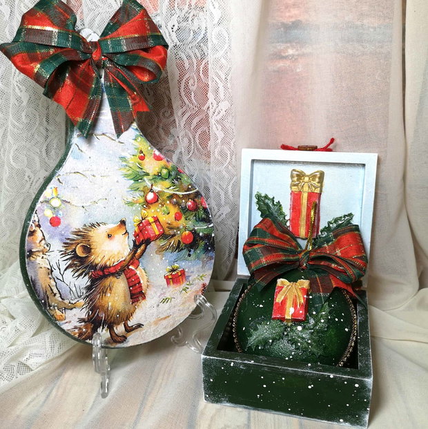 Cadou Craciun - set decoratiuni cu arici