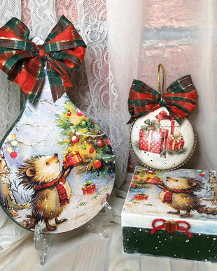 Cadou Craciun - set decoratiuni cu arici
