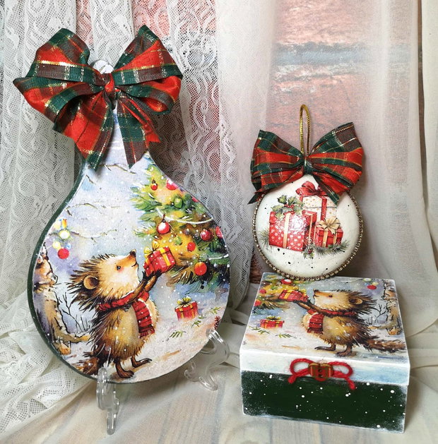 Cadou Craciun - set decoratiuni cu arici