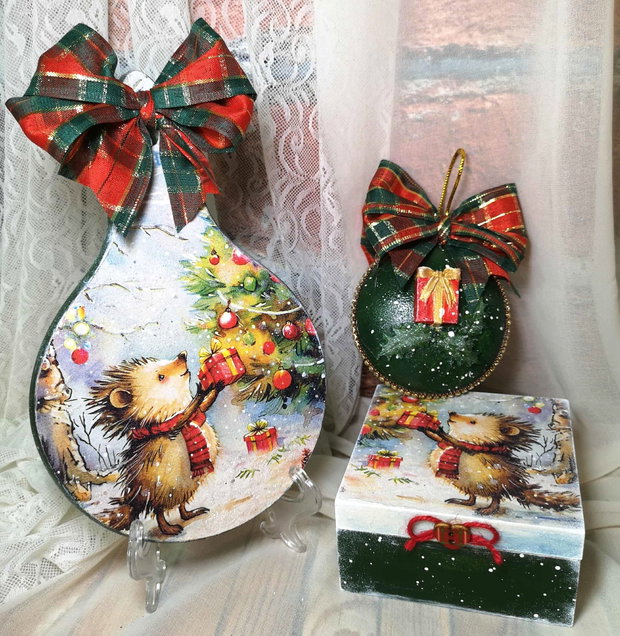 Cadou Craciun - set decoratiuni cu arici