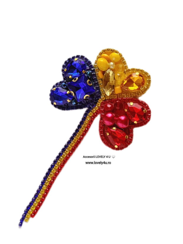 Broșă trifoi tricolor