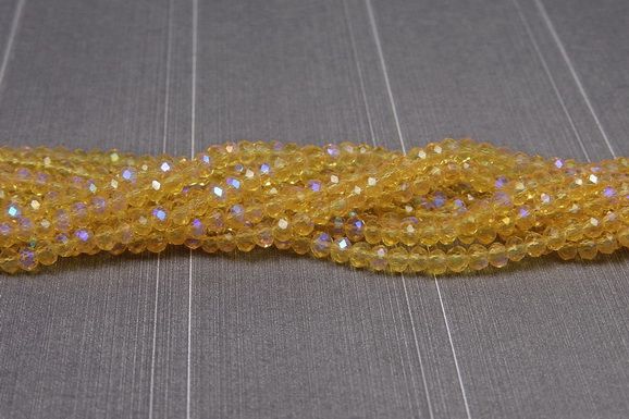 Cristale din sticla, rondelle, 2.5x2 mm, electroplacate, AB, peru-L23