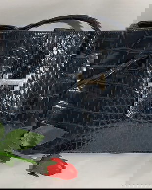 Geanta din piele naturala print croco