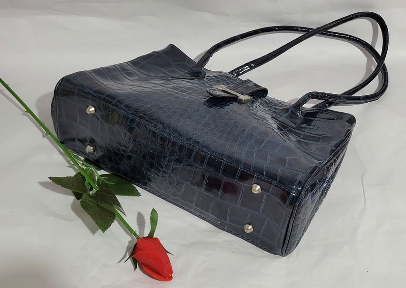 Geanta din piele naturala print croco