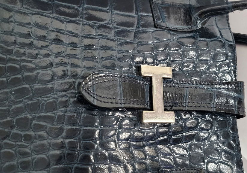 Geanta din piele naturala print croco