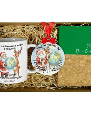 Set cadou personalizat craciun profesor Geografie