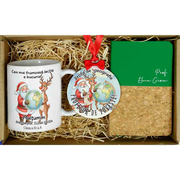 Set cadou personalizat craciun profesor Geografie